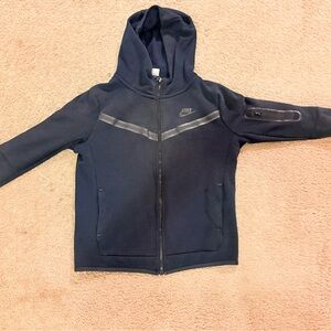 Nike Navy Zip-Up Hoodie with Chevron Design